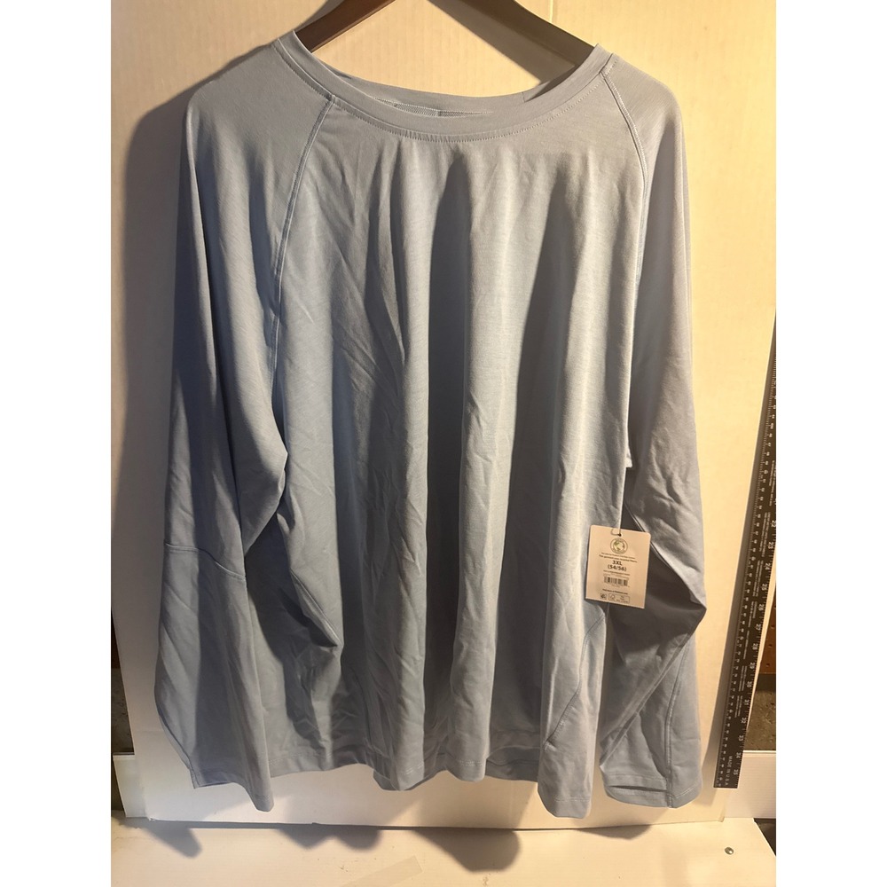 Mens Performance T‎ Shirt 3XL Aqua Blue Long Sleeve Activewear Top
